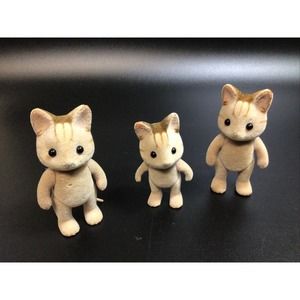 Lot of 3 Sylvanian Families Tabby Cat Family Epoch Figure.